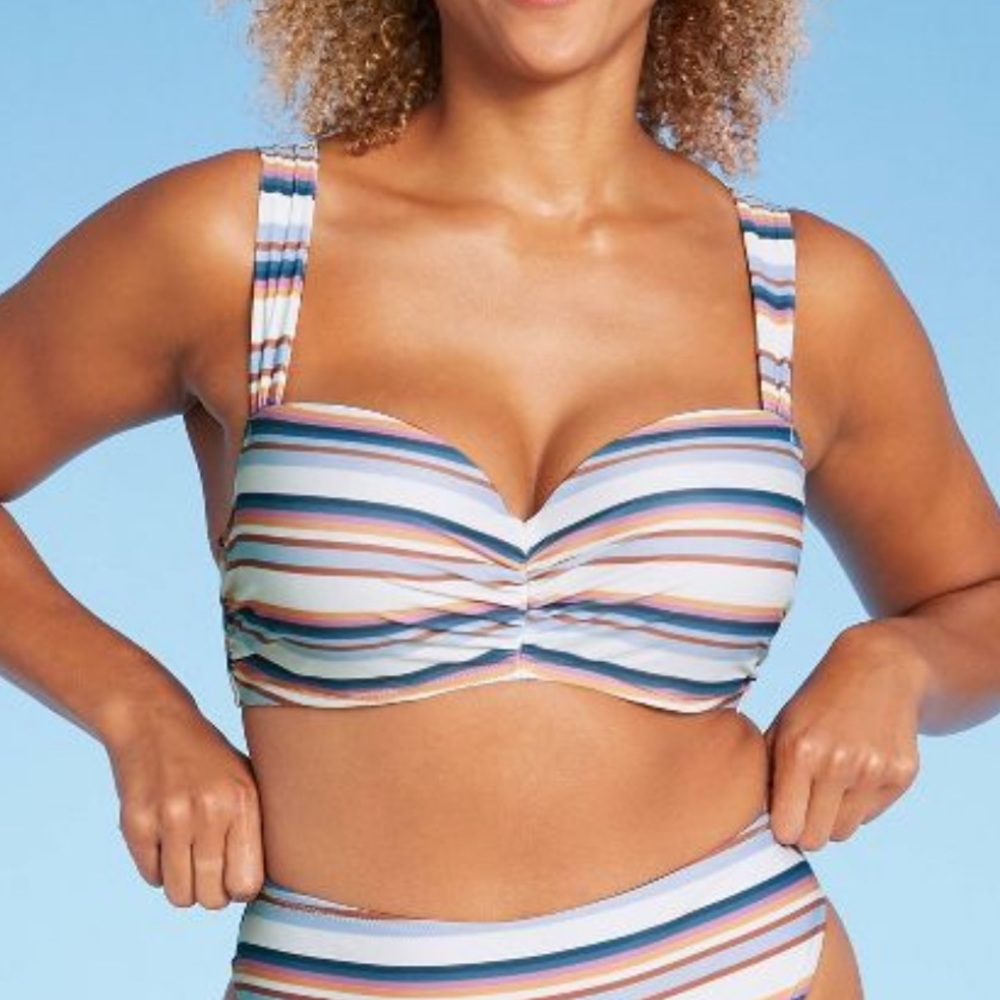 NWT Shade & Shore Striped Bathing Suit Top Size 34B